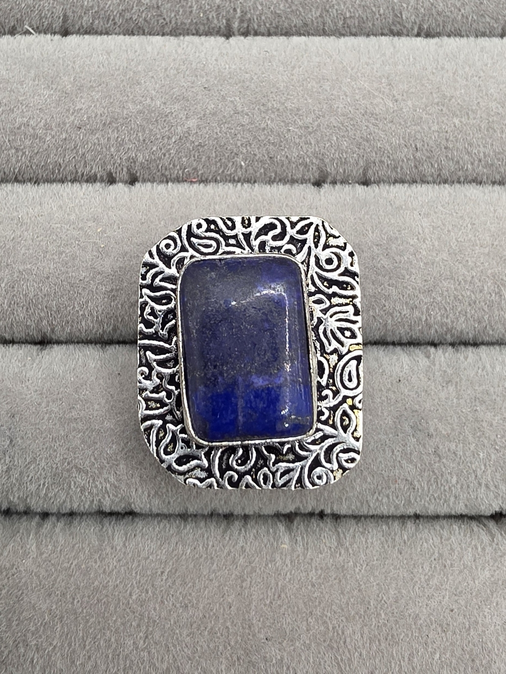 Lapis Stone Filigree Statement Ring Size 7 - Women's Jewelry